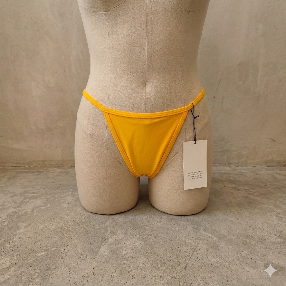 Basic Swim Bikini Bottom Women Medium Yellow‎ High Cut Cheeky Minimalist Summer